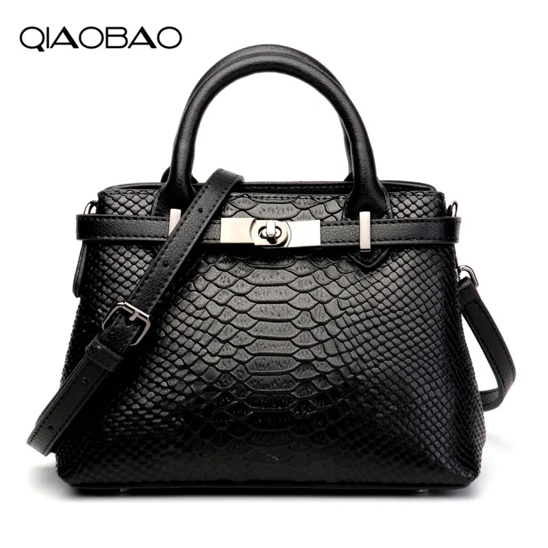 

QIAOBAO 2018 New fashion cowhide shoulder bag crocodile platinum multi-function women's Messenger genuine leather handbag