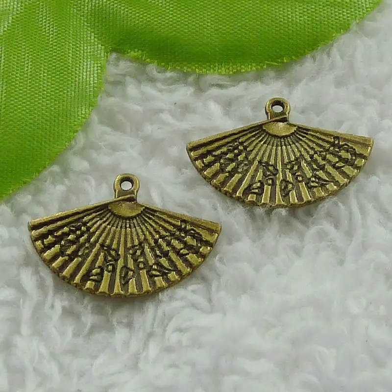 

200 pieces antique bronze fan charms 24x17mm #3817