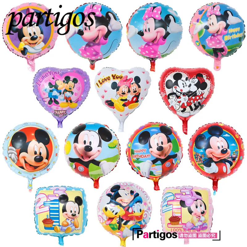 

10pcs/lot 45*45cm Mickey Minnie Foil Balloons Kids Classic toys bear Helium ballons Birthday Party Decorations Air Balloons
