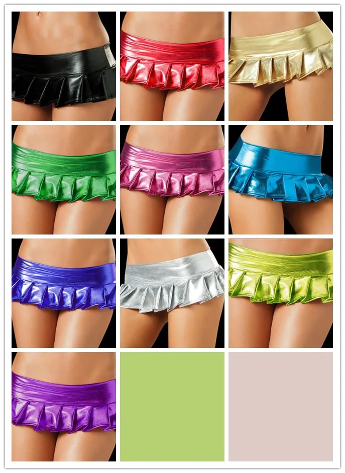 50 pieces Women Hot Sexy Latex Skirts Suit Pole Dance Clubwear Patent Leather Micro Mini Skirts Set Nightclub colori racy della pelle verniciata erotic lingerie hot donne night club costumi cotton blend pole dance costume free shipping