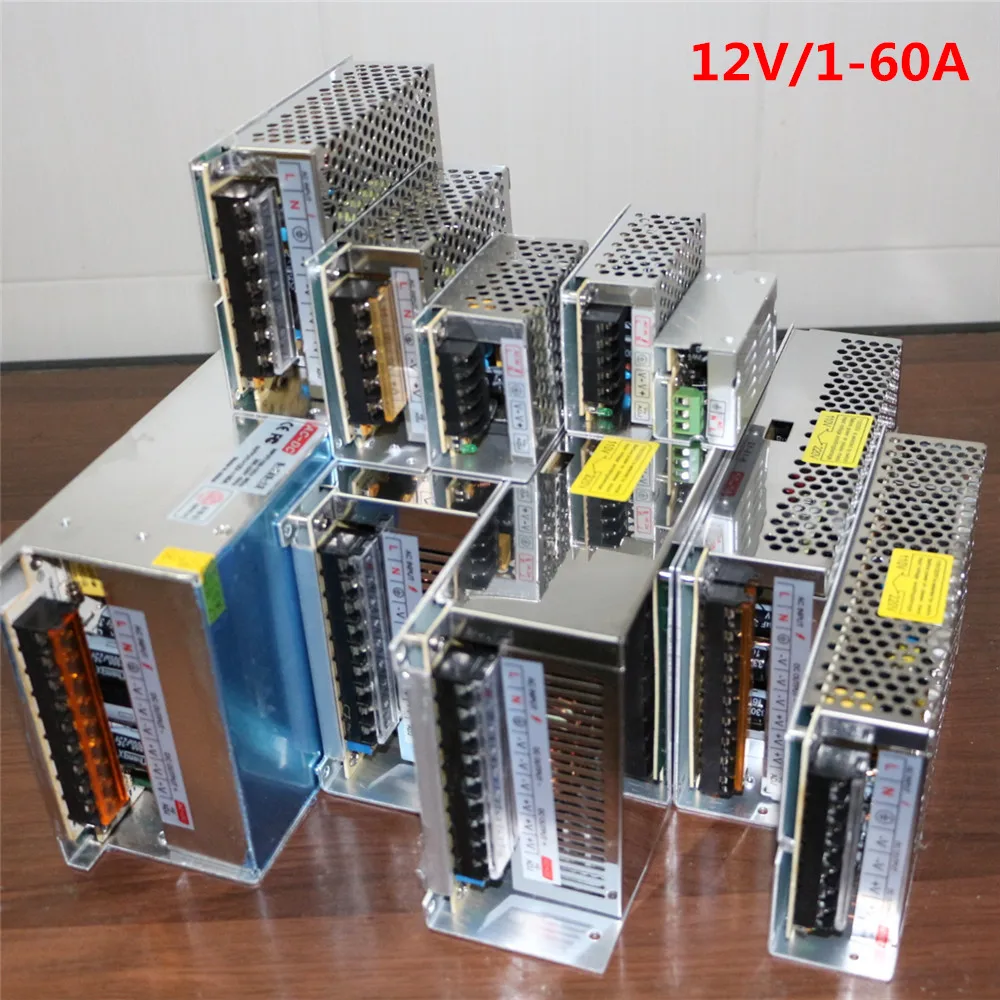 

LED Strip Power Adapter 1.25A 2.1A 3A 5A 10A 15A 20A 30A 40A 50A 60A Switch Power Supply AC110V-240V to DC12V Power Transformer