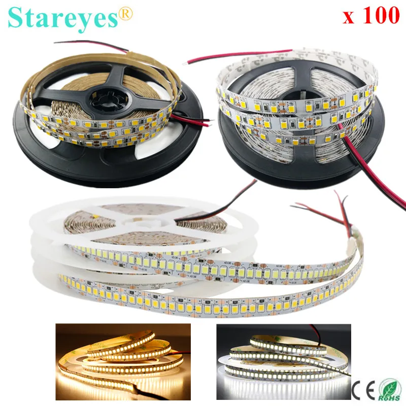 Free shipping 100 Pcs LED Strip 5m SMD 2835 120 240 LED/m DC12V IP20 Non waterproof Flexible Ribbon String tape lamp light | Лампы и