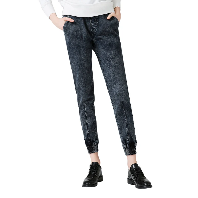 Toyouth женские джинсы карандаш с эластичной талией винтажные черные джинсовые штаны-шаровары эластичные однотонные джинсы