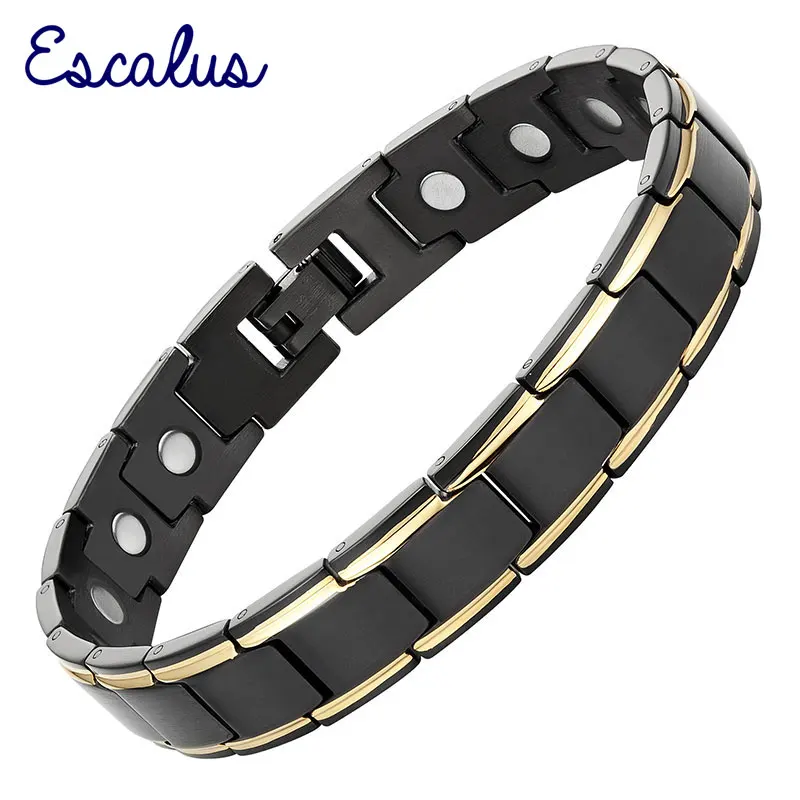 

Escalus 2018 Trendy Men's Black Magnetic Jewelry Bracelet For Men Stainless Steel Women Charm Bio Healing Bracelet Wristband
