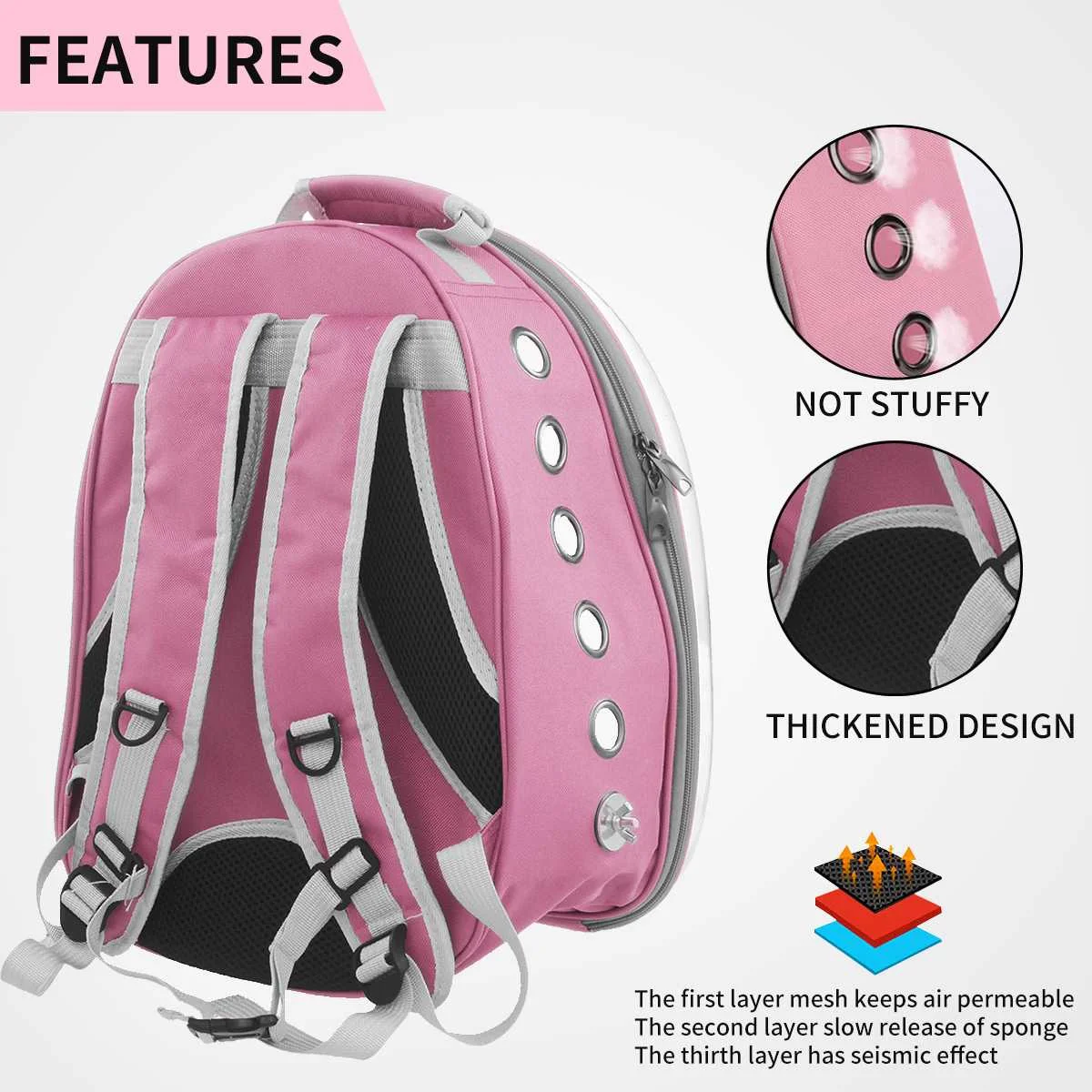 Pet Parrot Backpack Small Carrying Cage Outdoor Travel Comfortable Breathable Extensible Carrier Backbag Space Capsule