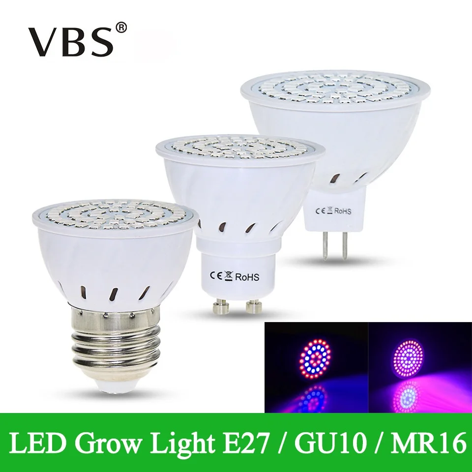 

10 Pcs E27 Grow Led Light 2835SMD 220V Full Spectrum Led Grow Lights E27 GU10 MR16 For Hydroponics Flowers Plants Vegetables
