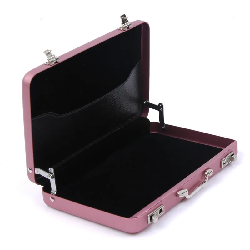 Прямоугольник Алюминий ID кредитных для хранения карт, держатель Дело Box Бизнес банк держатель для карт чемодан корректор фигуры - Цвет: Pink