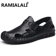 Модные мужские сандалии из натуральной кожи; мужские шлепанцы; летние пляжные сандалии; повседневная мягкая мужская обувь; Zapatos; дышащая обувь