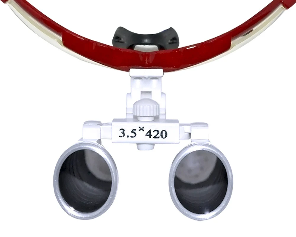 New Dentist RED Dental Surgical Medical Binocular Loupes 3.5X 420mm