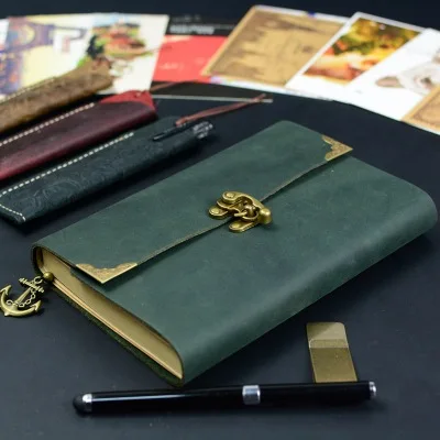 

100% Genuine Leather First layer leather horn buckle diary leather notebook leather loose-leaf notebook
