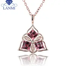 Принцесса огранка 4,5 мм натуральное ожерелье из турмалина кулон из розового золота 18 К для красивой девушки WP066