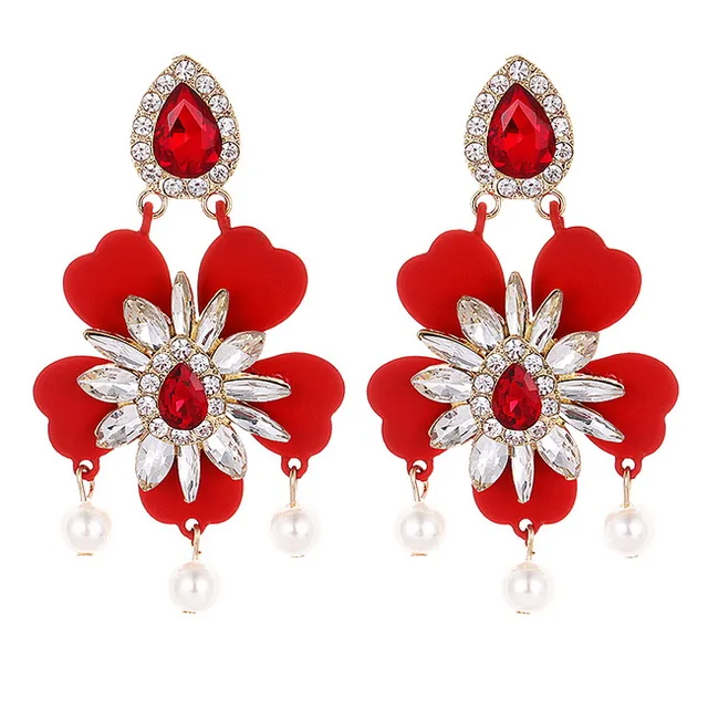 New Fashion Drop Dangle Earrings For Women Luxury Flower Crystal ...