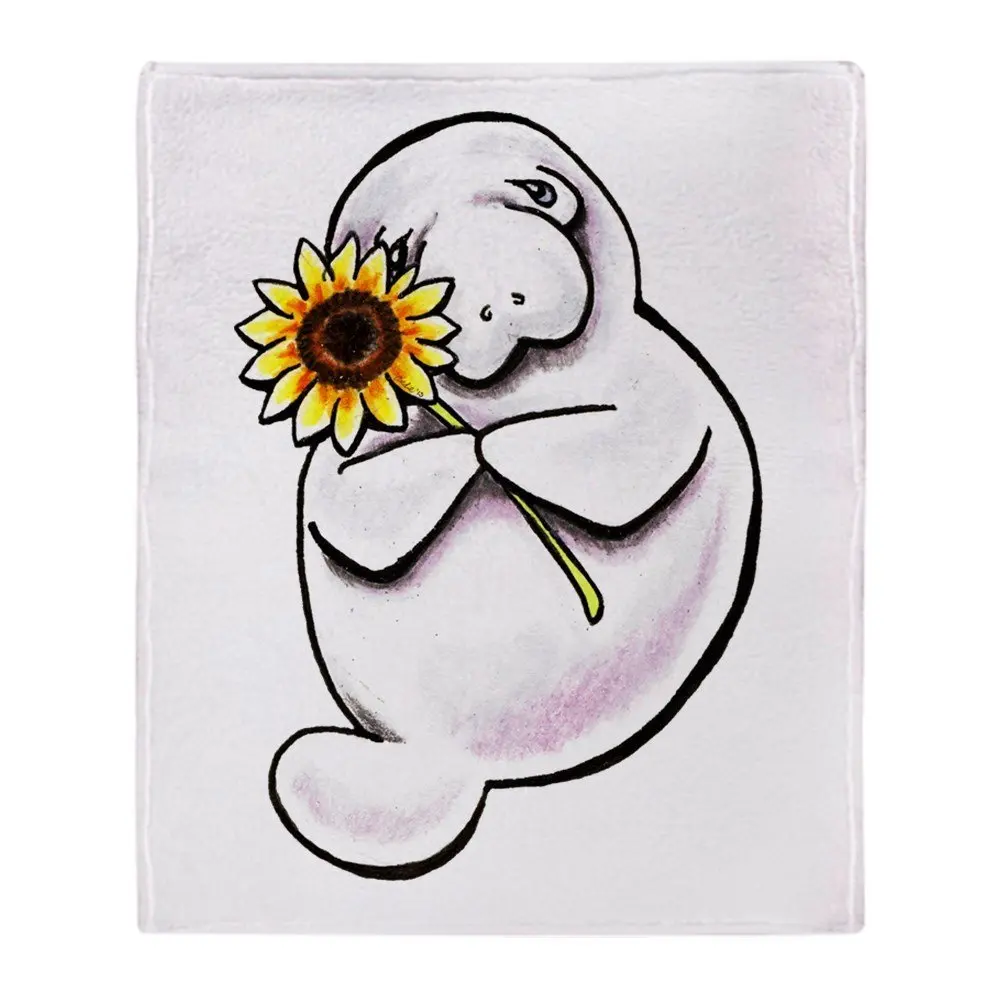Мягкое Флисовое одеяло Sunny Manatee для дивана/кровати/самолета дорожные пледы