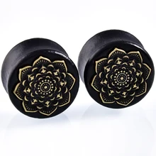 Натуральный Деревянный Мандала Цветок беруши Измерительные Приборы пирсинг пробки пирсинг расширитель уха измерительные приборы плоти уха Тоннели ювелирные изделия для тела SWANJO