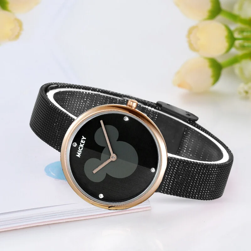 Genuine Disney Women's Quartz Steel Mesh Band Bracelet Round Simple Fashion Mickey 11156 Watches Pretty Female Teen Wristwatch Genuine Disney Women's Quartz Steel Mesh Band Bracelet Round Simple Fashion Mickey 11156 Watches Pretty Female Teen Wristwatch