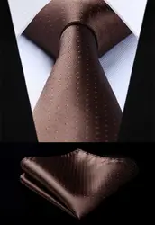 Td604z8s коричневый горошек 3.4 "Шелковый Галстук свадьбу платок Набор Тканые Классический Для мужчин галстук