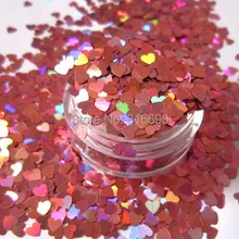 Голографические розовые сердца [3 мм] устойчив к растворителям блеска, ногтей, лака