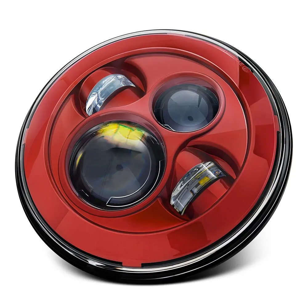 

For Harley Touring Wrangler JK TJ Landrover 7" Round Red / Blue / Orange LED Projector Headlights