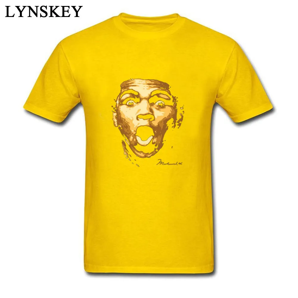 Normal T Shirt Fashion Round Collar Muhammad Ali Wallpapers 100% Cotton Fabric Men's Tops Shirt Classic Short Sleeve Tee-Shirt Muhammad Ali Wallpapers yellow