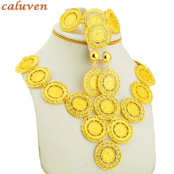 

Gold Color Turkey Coins Coin Necklace Earrings Ring Bangle Big Coin Jewelry sets Arab Gifts Turks Africa Party