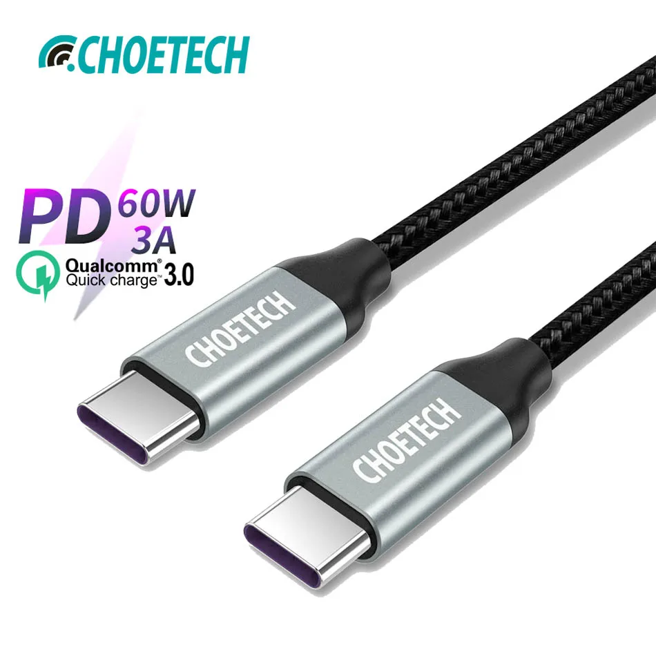 CHOETECH USB نوع C كابل ، سريع شحن بيانات USB C إلى نوع C كابل 3.3ft/1 M لسامسونج S8 الهاتف المحمول الكابلات ل chromeBook