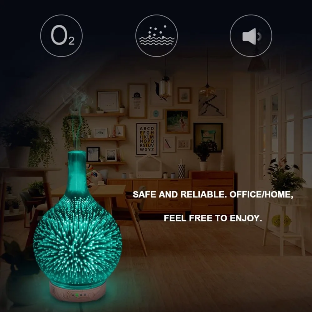 

3D Effect Essential Oil Aroma Diffuser Portable Size Super Quiet Humidifier LED Night Light for Home Office