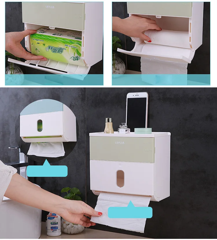 Коробка для салфеток, держатель для туалетной бумаги, настенный ящик для хранения, водонепроницаемый пластиковый диспенсер для салфеток, органайзер, Прямая поставка