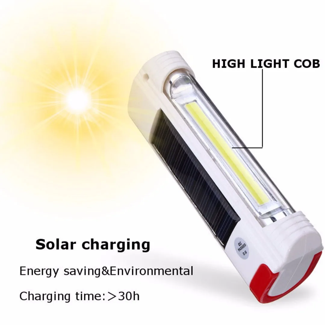 Newest  Mini Solar Power LED Flashlight USB Rechargeable Camping Hiking Light Lamp