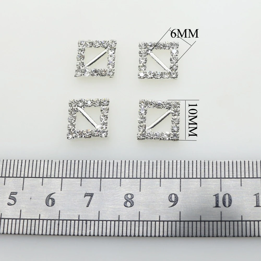 10 мм квадратные стразы, пряжки, хрустальные крючки для платьев, свадебное украшение для пригласительных открыток, сделай сам, бант для волос, аксессуары, 10 шт./лот
