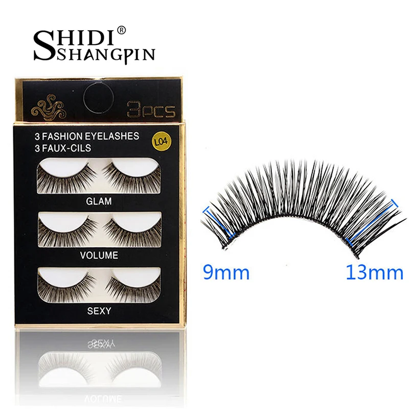 

3 Pairs Handmade False Eyelashes Natural Long Soft Fake Eye Lashes Maquiagem Profissional Makeup Eyelashes Extension #BL04
