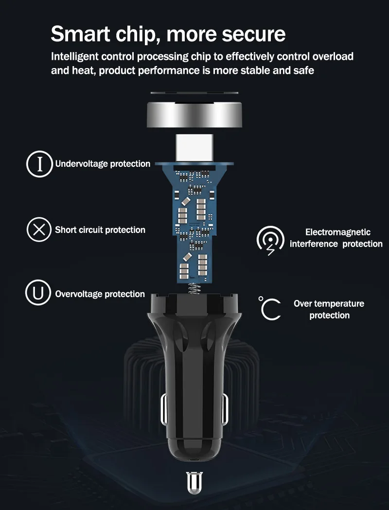 JaJaBor двойной Переходник USB для зарядки в машине Быстрая зарядка с светодиодный цифровой дисплей Quick Charge QC3.0 для камер мобильных телефонов DVR Tablet