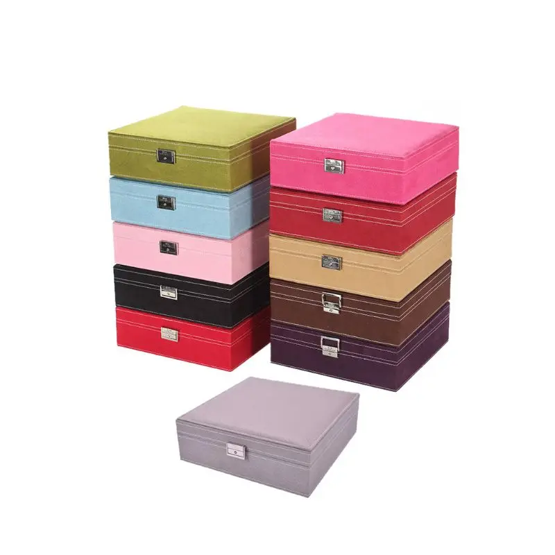 

Dual Layers Portable Jewelry Box PU Storage Organizer Earrings Rings Hair Clips Necklace Bracelet Holder Display Case Women Gift