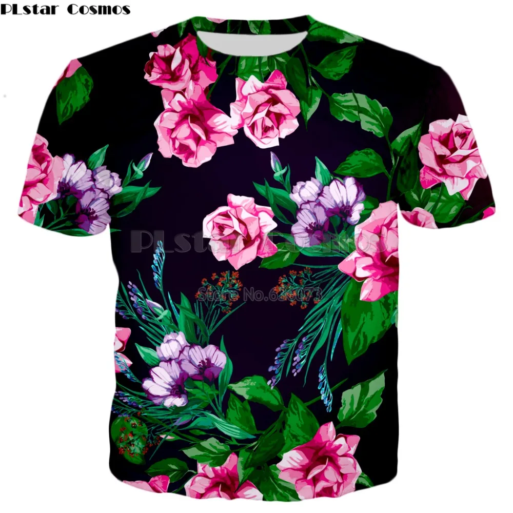 

PLstar Cosmos Brand clothing 2018 summer New style Fashion 3d T-shirt flowers plant Print Mens Womens Casual t shirt YT-74