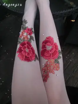 

Anyongzu Red Roses Handmade Lace Stones Studs Pearls Scissors Ladies Tights Suitable for 1.5-1.65m women opp bags