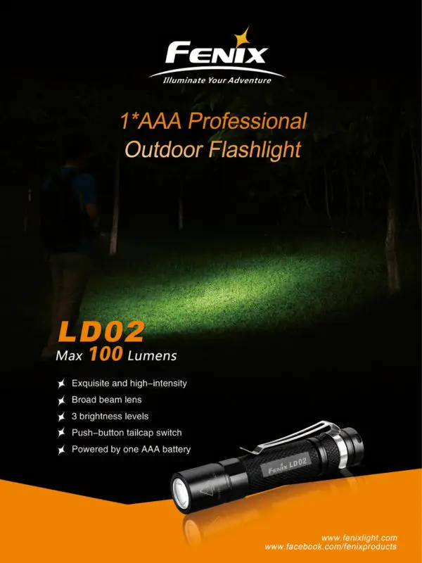 

Fenix LD02 Cree XP-E2 AAA LED Flashlight Black