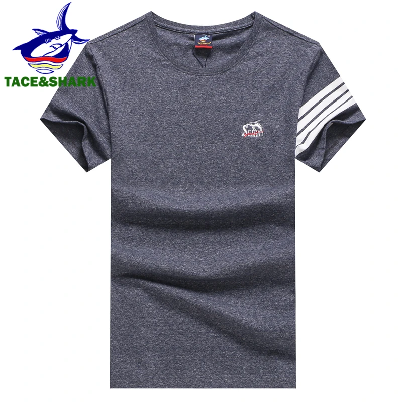 TACE & SHARK брендовая летняя футболка мужская с вышивкой акулы короткий рукав тонкая