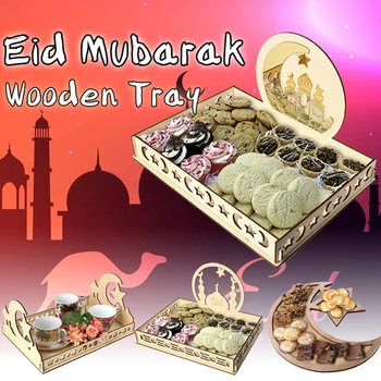 

Eid Mubarak Food Serving Tray Festival Arabic Islam Creative for Home Ramadan Ornament Eid Mubarak Decoration Pastry Tray