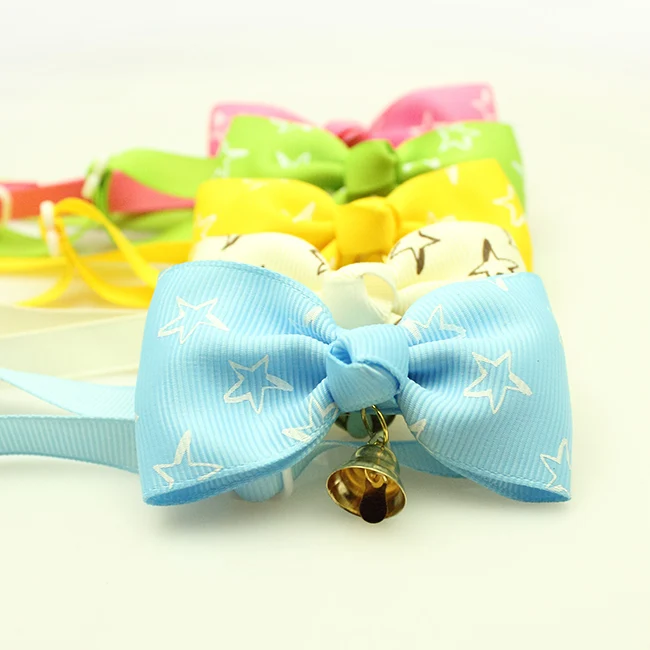

Handmade Five-pointed star pattern Dog Tie Collar Bow Bell Shih Tzu Pet Boutique Wholesale.