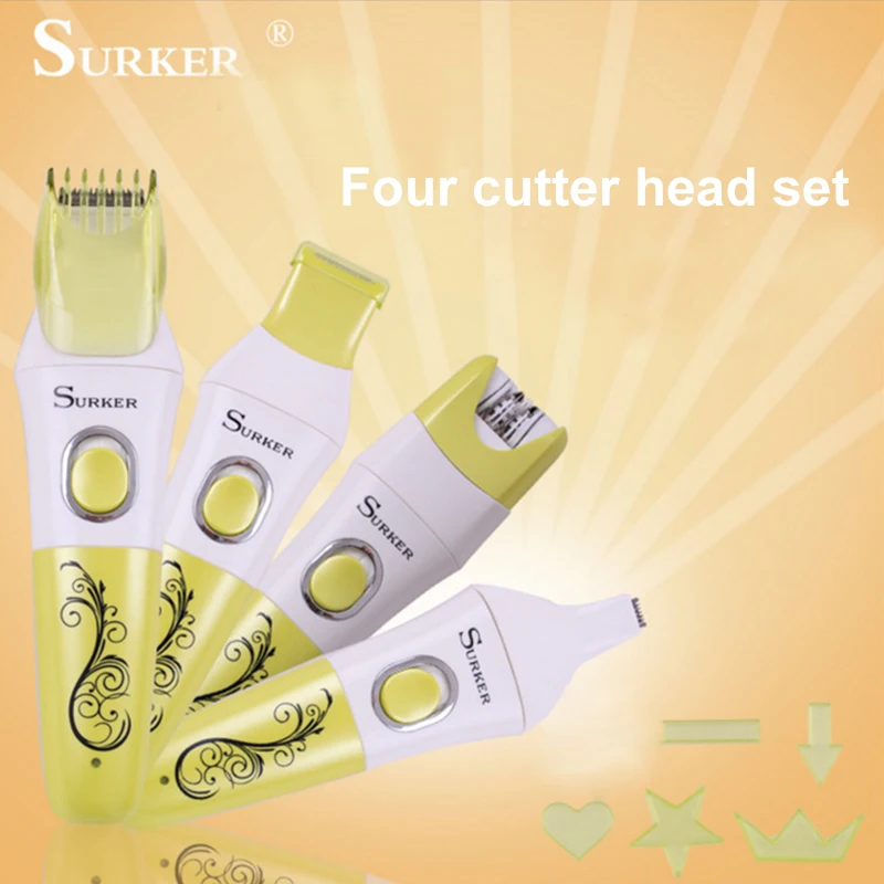 

SURKER HC-510 4-in-1 Rechargeable Electric Hair Trimmer Shaver Hair Clipper Women Face Body Hair Removal Eyebrow Care EU Plug