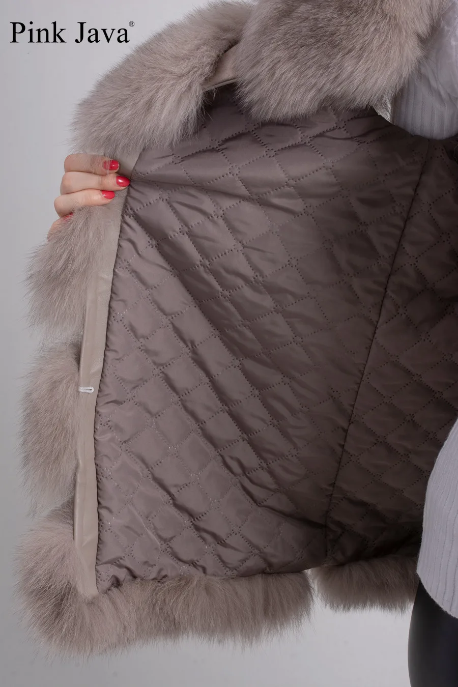 Женский меховой жилет розовая куртка из натурального Лисьего меха QC8006|real fox fur