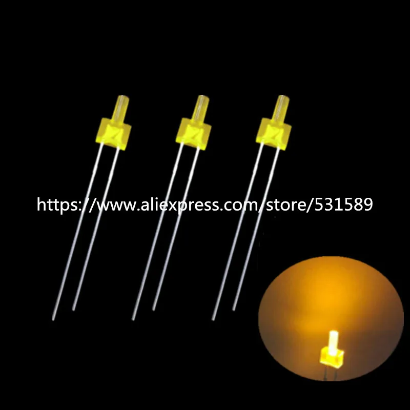 

2MM flat top Yellow led Diffused 1.8-2.4V 1000PCS DIP LED Lamp long legs Tower package