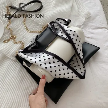 

Herald Fashion Women Shoulder Bag Quality Leather Patchwork Chain Female Messenger Bag Casual Flap Bag Ladies' Crossbody Bag Sac