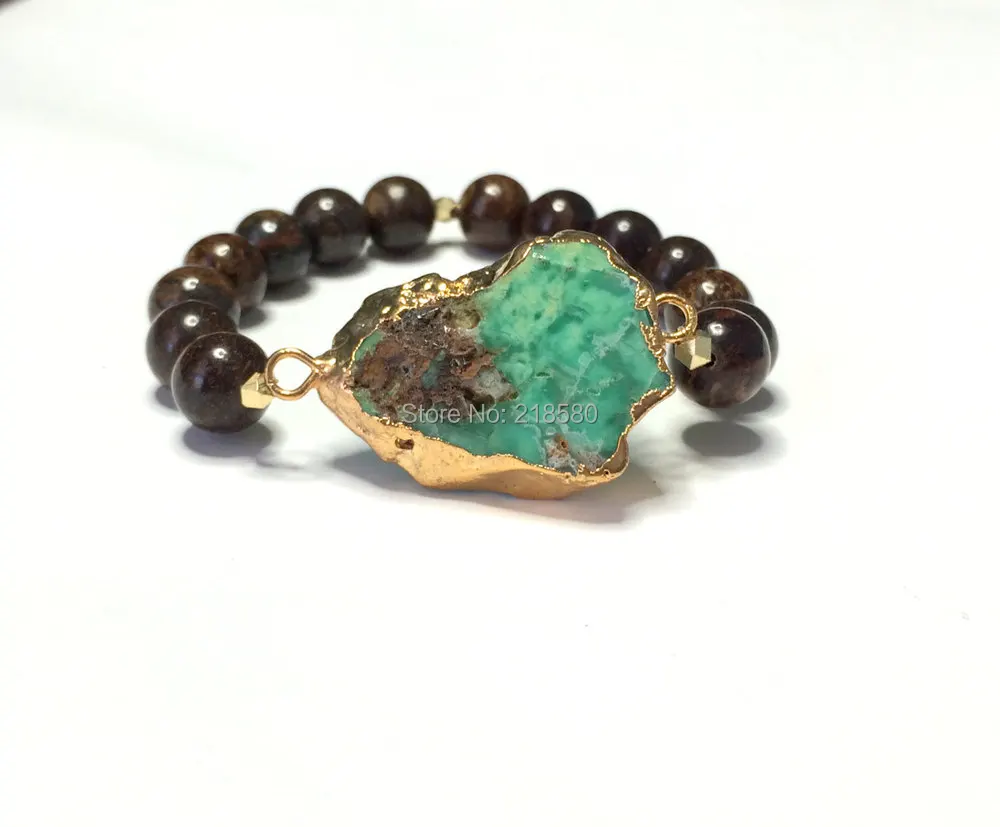 

Brown Wood Jaspers Beads Bracelet Chrysoprase Stone Connector M510236100