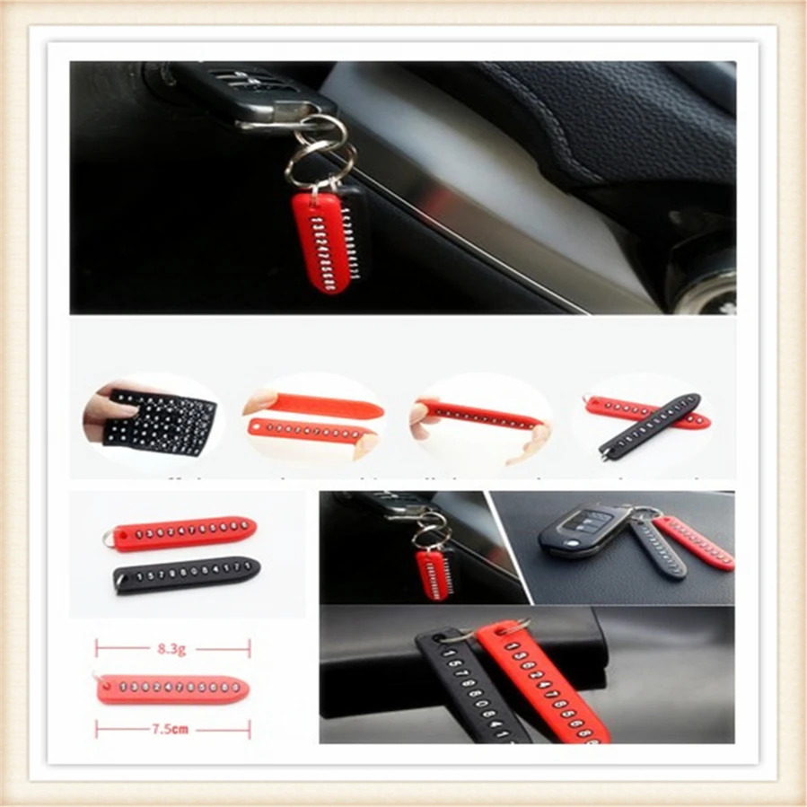 

Anti-lost Phone Number Plate Keychain Pendant Auto for Toyota V Hilux Land Cruiser Avanza Carina Celica Corona