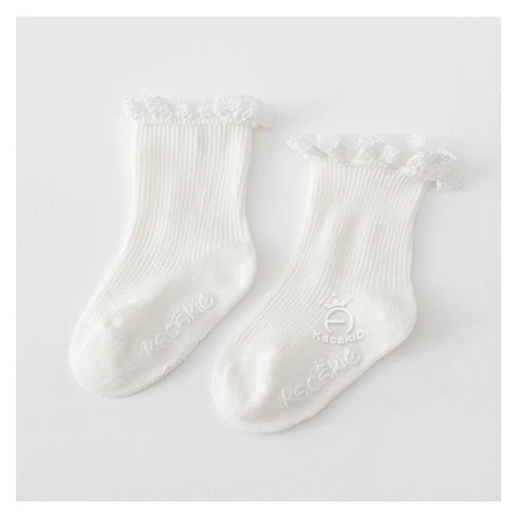Kacakid/осенние носки для маленьких девочек детские милые кружевные вертикальные носки нескользящие носки для малышей носки принцессы - Цвет: M