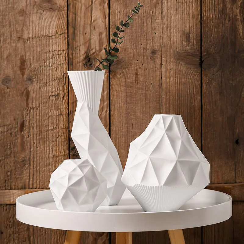 В геометрические вазы Керамика Белый Настольная ваза модные современные вазы
