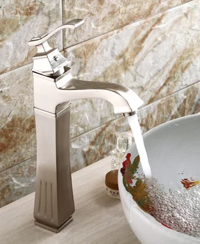 

Free ship Bath Waterfall Basin Sink Faucet Single Hole Counterto Brushed Nickel Mixer Tap New