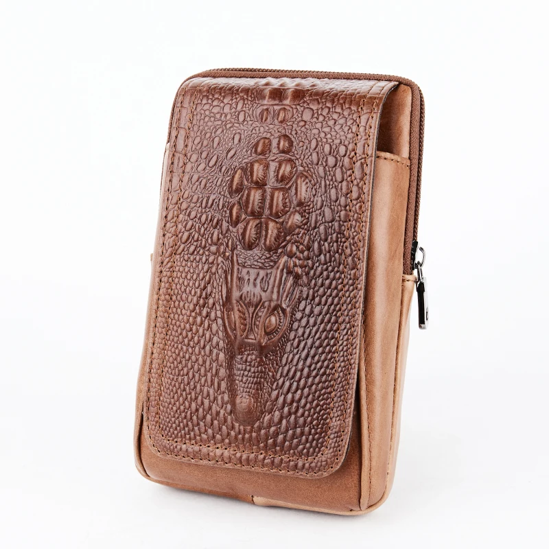 Высокое качество Мужская натуральная кожа поясная сумка сотовый мобильный чехол для телефона кошелек бум крокодиловая зернистая стильная сумка на пояс для сигарет набедренная сумка
