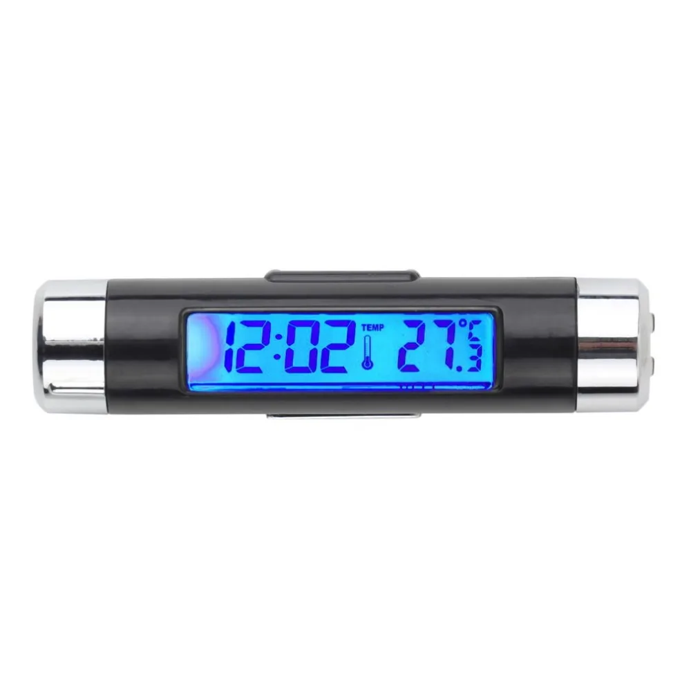 2 in1 Автомобильный цифровой термометр с ЖК-экраном термометр часы календарь автомобильной синий часы с подсветкой с зажимом