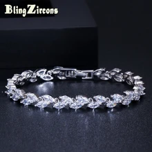 Beaqueen стильные ААА кубического циркония листьев кластера теннис Браслеты очаровательные серебряные Цвет модные женские туфли ювелирные изделия для подарка B030